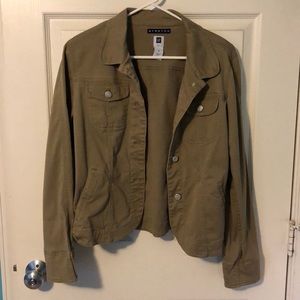 GAP army green stretch denim jacket M